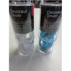 2 New Pairs of Dinosaur Driver Portable Headphones 1 blue 1 white