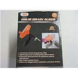 New 16 foot Drum Drain Auger 1/4 x 16ft fix your own clogged drain & save
