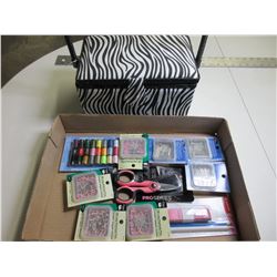 Sewing Basket and flat full of Pins / Thread / Scissors
