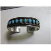 Image 3 : Sterling Silver Bracelet Turquoise Navajo marked Sterling MJ / 25 grams