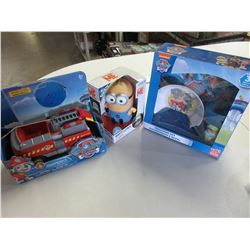 Lot of 3 Kids items/ Despicable Me - Paw Patrol fire truck / Mealtime set