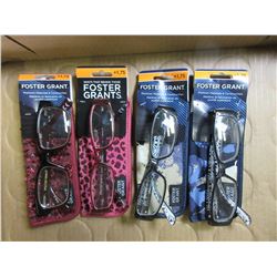 4 New Foster Grant Reading Glasses with cases / + 1.75 / 75.00 value