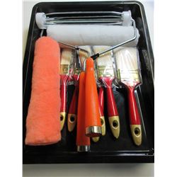 Painting Bundle / 2 rollers with Handles / 6 brushes and 1 tray
