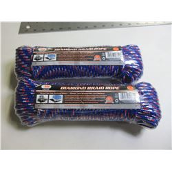 2 New 100ft roll of Diamond Braid Rope 1/4 in x 100ft