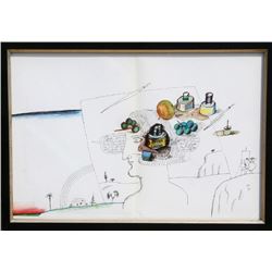 Saul Steinberg, Artist in Landscape, Lithograph