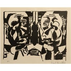 Karl Knaths, Double Self-Portrait, Lithograph