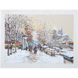 Antoine Boulet, Paris in Winter, Lithograph