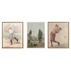 A.B. Frost, Lot of 3 Golf and Hunting Illustration Lithographs