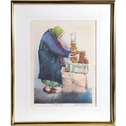 Seymour Rosenthal, The Pretzel Lady, Lithograph