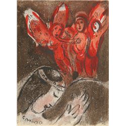 Marc Chagall, Sarah and the Angels from Drawings for the Bible, Lithograph