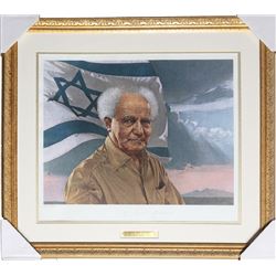 Herbert Davidson, Portrait of David Ben-Gurion, Autographed Lithograph