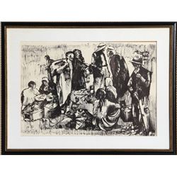 Moshe Gat, Gathering, Lithograph