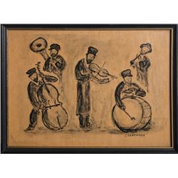 Simon Karczmar, Band from Shtetl, Lithograph