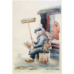 Seymour Rosenthal, The Brushman, Hand-Colored Lithograph