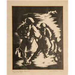 David Lax, Infantry Before Cassino (Italy), Woodblock