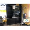 Image 1 : BLACK GLASS FRONT DISPLAY CABINET WITH STORAGE & CLOTHING CONTENTS