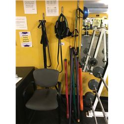 ASSORTED WEIGHT BARS & RIP CORDS