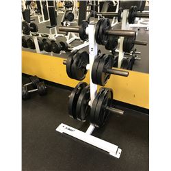 WHITE 3 TIER FREE WEIGHT RACK WITH FREEWEIGHTS