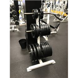 WHITE 3 TIER FREE WEIGHT RACK WITH FREEWEIGHTS