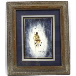 1982 Original Kiowa Watercolor Painting, Menchego