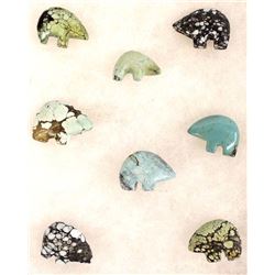 8 Carved Turquoise Miniature Bear Fetishes