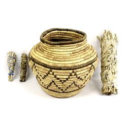 Southwest Designed Basket with 3 Smudge Sticks