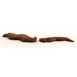 2 Zuni Carved Soapstone Snake Fetishes by Cachini