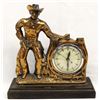 Image 1 : Vintage Copper Cowboy Clock on Wood Base