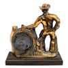 Image 2 : Vintage Copper Cowboy Clock on Wood Base