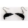 Image 1 : Native American Zuni Carved Jet Crow Earrings