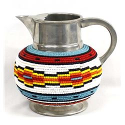 Hand Beaded Pewter Pitcher by Kills Thunder
