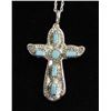 Image 1 : Beautiful Zuni Sterling Turquoise Cross Necklace