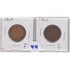 Image 1 : 2 - 1917 CANADIAN LARGE PENNY BOTH FAIR