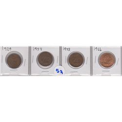 4 CANADIAN PENNIES 1929, 1954, 1958, 1966