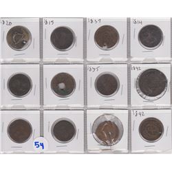 12 LARGE CANADIAN PENNIES 1820 - 1842