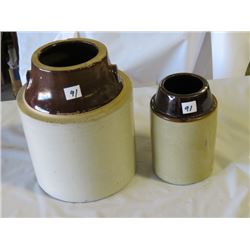 1/4 GAL. & 1 GAL. PICKLE CROCKS, MISSING HANDLES & TOPS