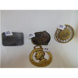 BELT BUCKLE LOT, KENWORTH, SUN MOOSE/ELK MGMT & PRINCE PHILIP HORSE BRASS