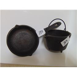 CAST IRON SMALL KETTLE & FRYING PAN 'CANADA FORGE' BRAND