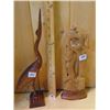 Image 2 : HAND CARVED WOOD BIRD & ORNATE WOOD FIGURE