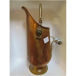 COAL SCUTTLE 12"T, COPPER/BRASS/PORCELAIN