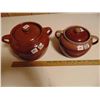Image 1 : BEAN POTS, ONE HAS HAIR LINE CRACK, LARGE ONE NO CRACKS/CHIPS ALBERTA POTTERIES 'RED CLIFF'