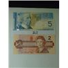 Image 1 : RADAR 2006 $5 BILL & REPLACEMENT 1986 $2 BILL