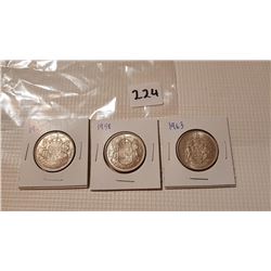 1945, 58, 63 SILVER 50 CENT PIECES