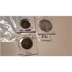 3 CANADIAN TOKENS, 1814 EAGLE, 1871 PEI, HUMBOLDT
