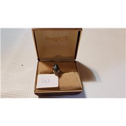 10K GOLD RING, BLACK ALASKAN, SIZE 5.5 MARKED