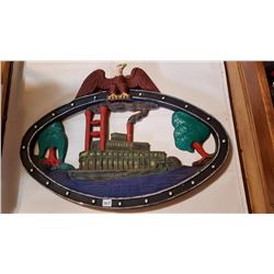 25" OLD AMERICAN HANGING PLAQUE, HEAVY IN WEIGHT