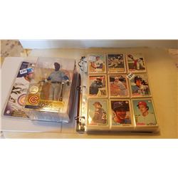 OLDER BASEBALL CARDS IN ALBUM & ACTION FIGURE