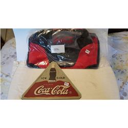 COCA COLA SIGN & NEW BAG