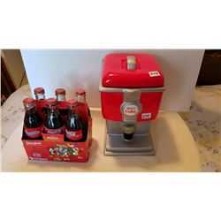 COCA COLA LARGE COOKIE JAR, 6 PACK W/3 DIFFERENT BOTTLES