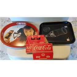 2 COCA COLA TRAYS, PLUS OLDER 6 PACK HOLDER
